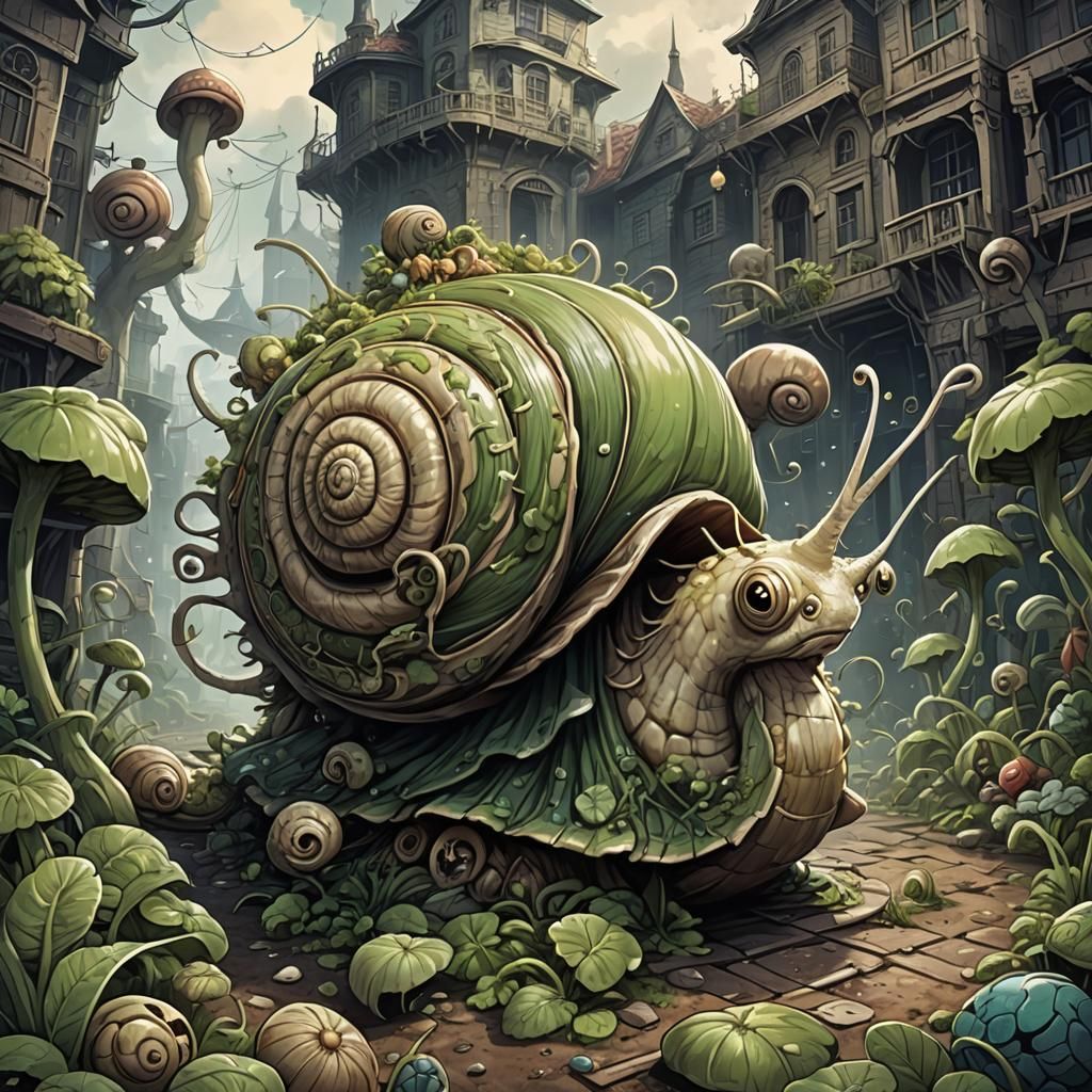 Gigantic Lovecraftian Snail in Anime Style