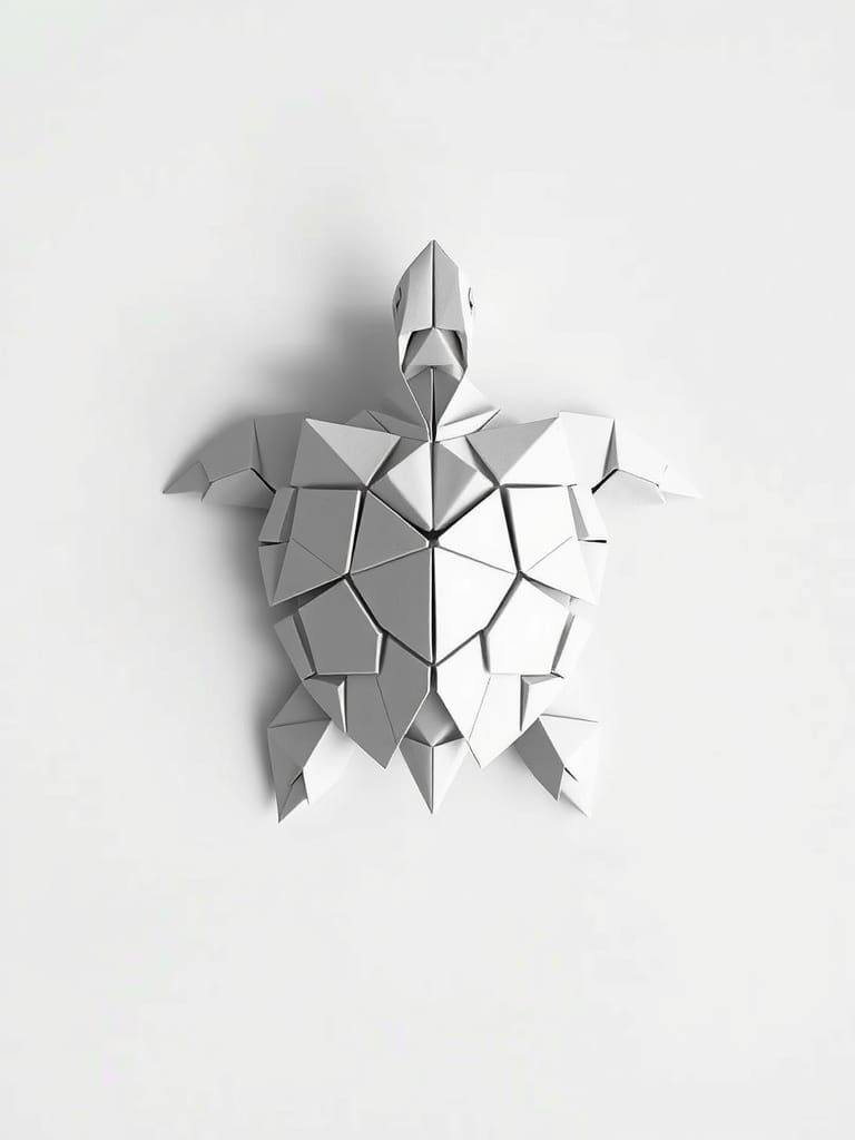 Origami Turtle Disintegrates into Fragile, Lace-like Triangl...