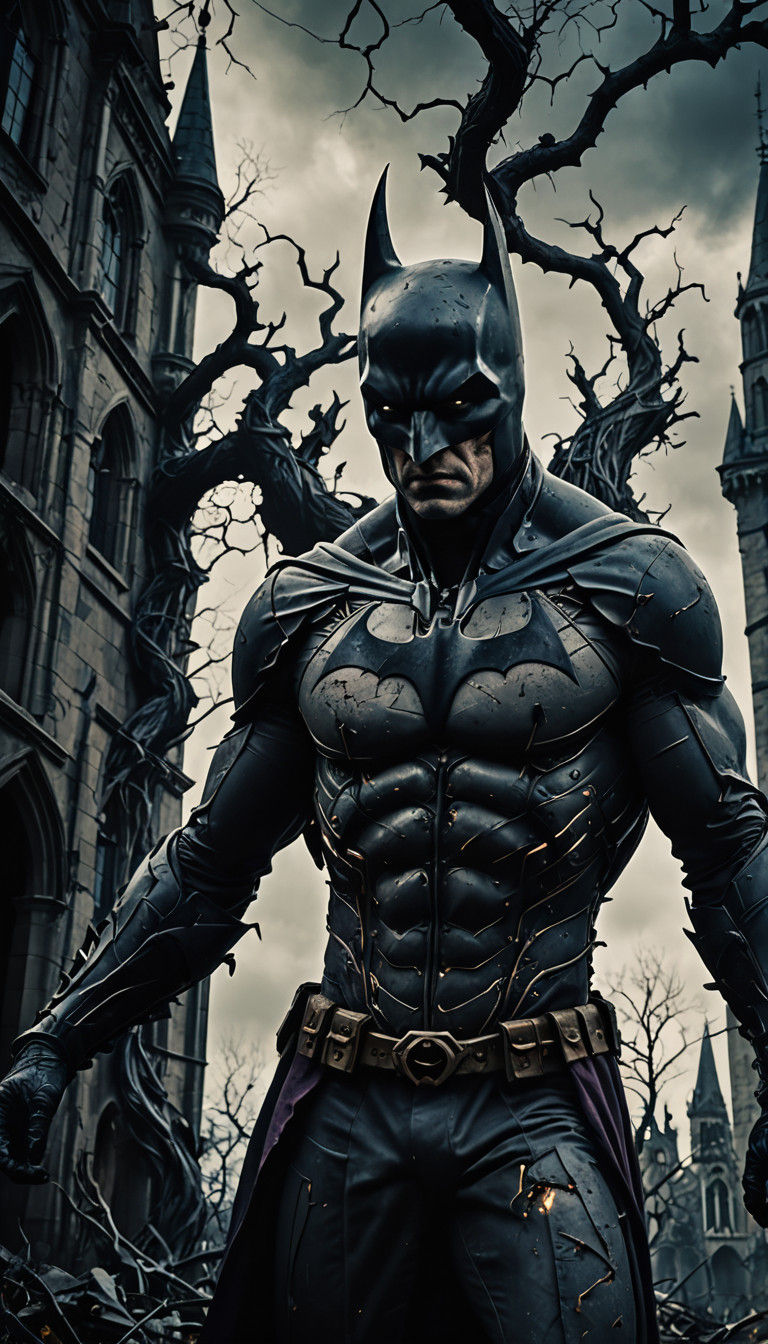 Decaying Dark Knight in Gothic Ruins