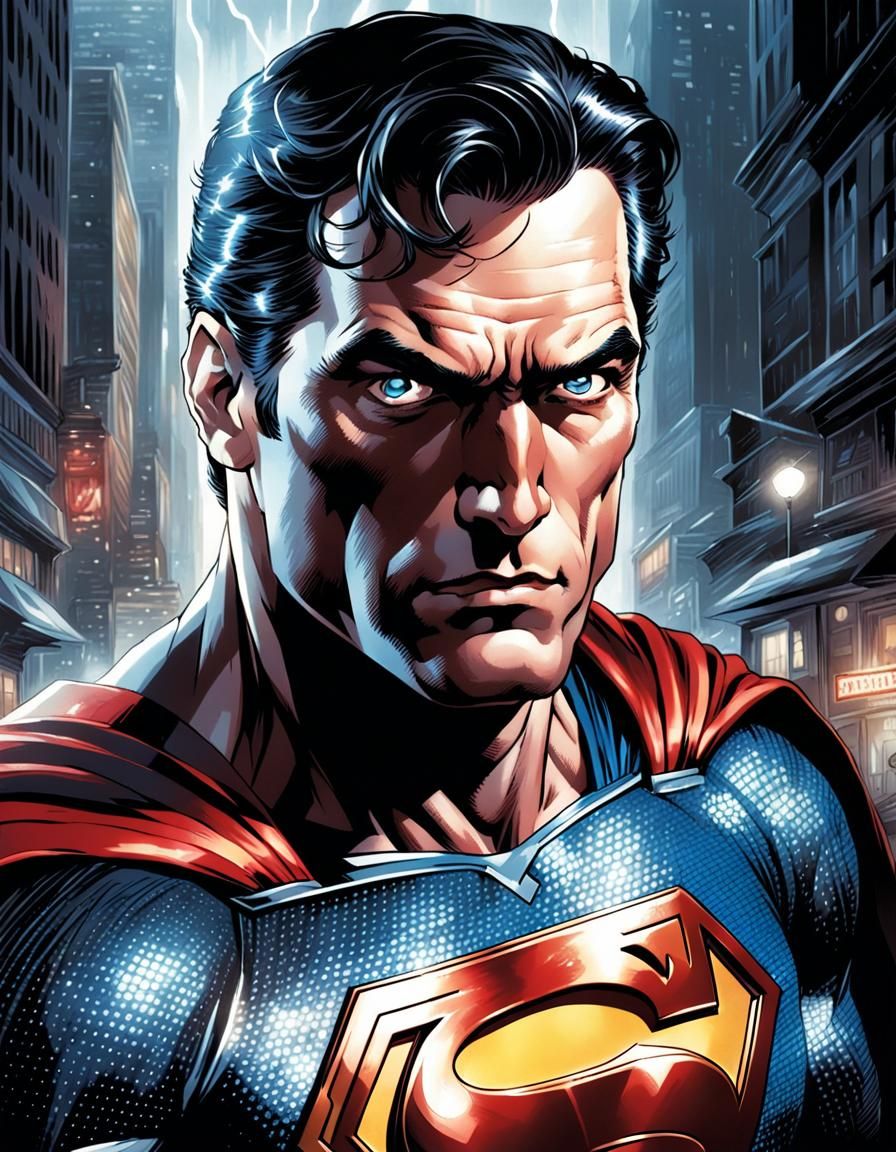 Old Superman Portrait in Comic Book Style
