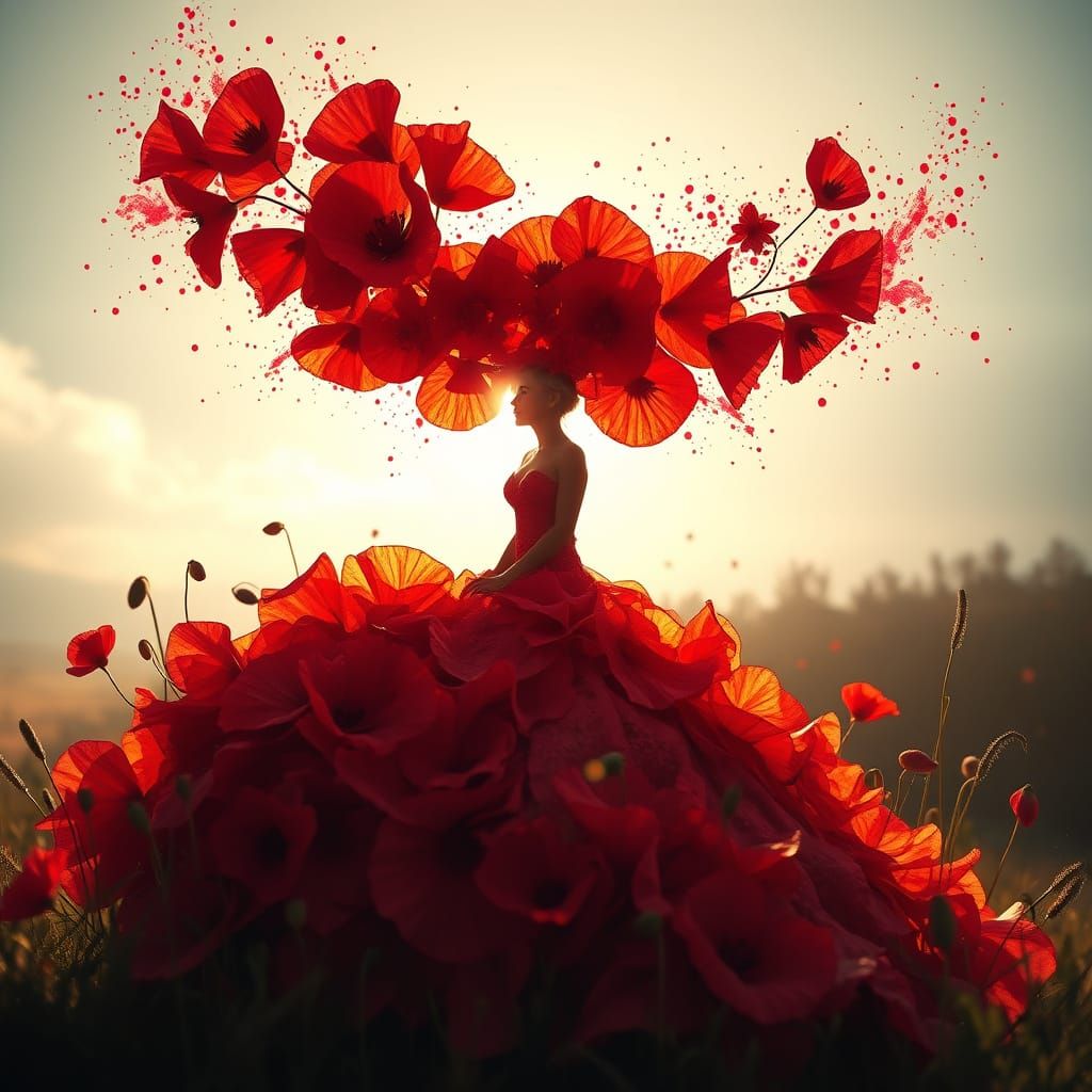 Poppy Gown in Sunlight: Dark Fantasy Concept Art