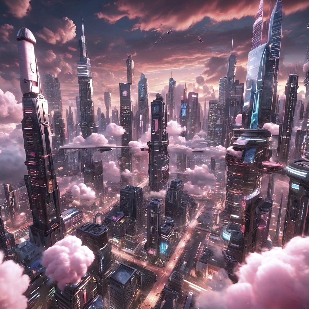 Futuristic Cityscape in 3D Cinematic Style