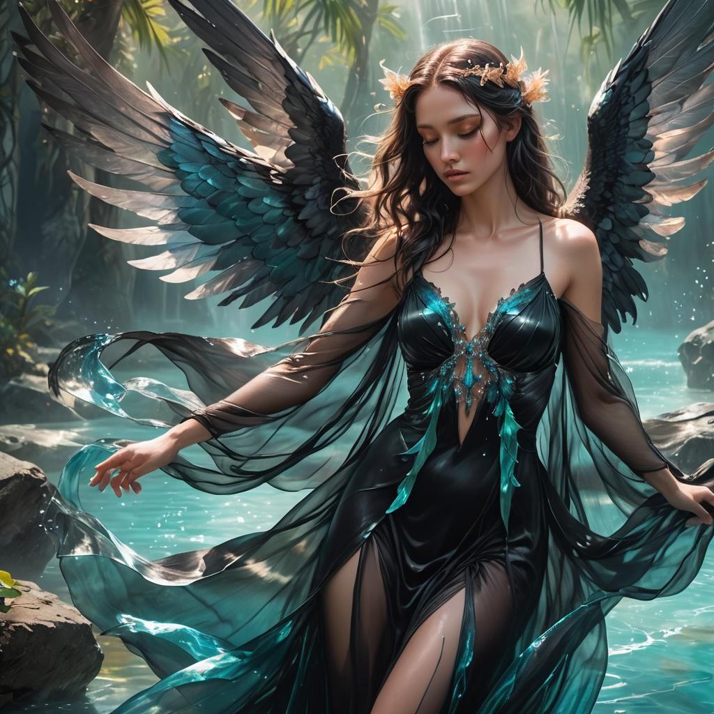 Heavenly Angel in Mystical Paradise: Art Deco Style