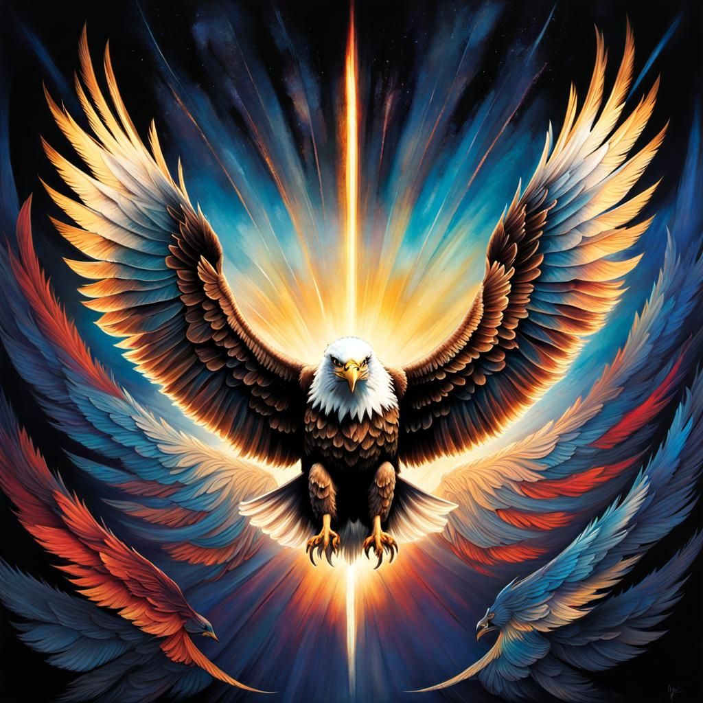 Soaring Eagle: Surrealism and Anime Fusion