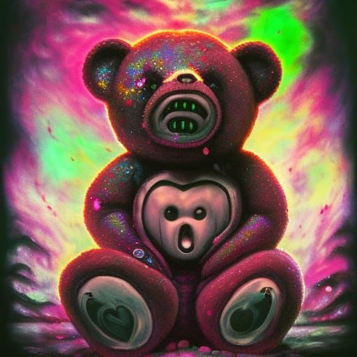 Teddy Bear with Evil Smile: Fantasy Art