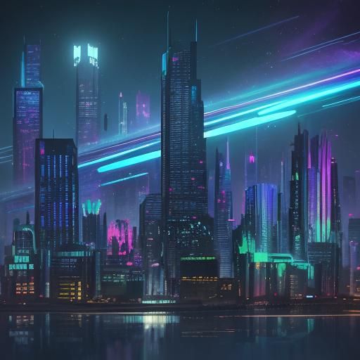 Matilda in Sci-Fi Graffiti Cityscape: Digital Art