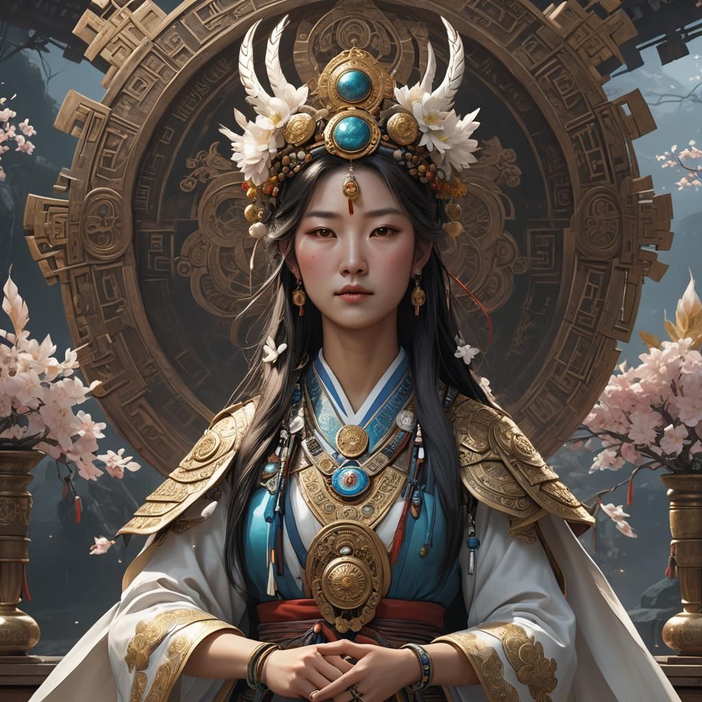 Korean Goddess Sungmo in 3D Anime Art Style