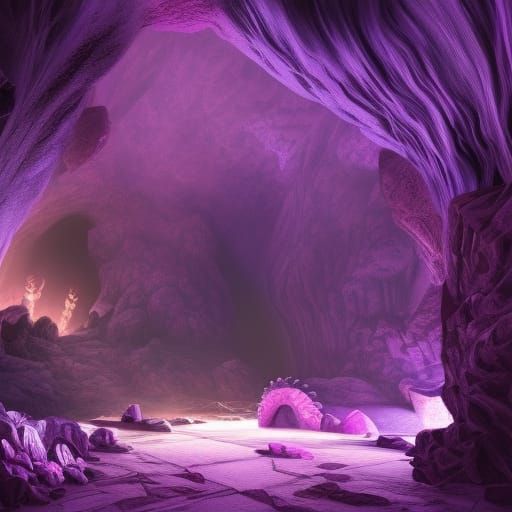 Cave Interior with Purple Light: Fantasy Concept Art