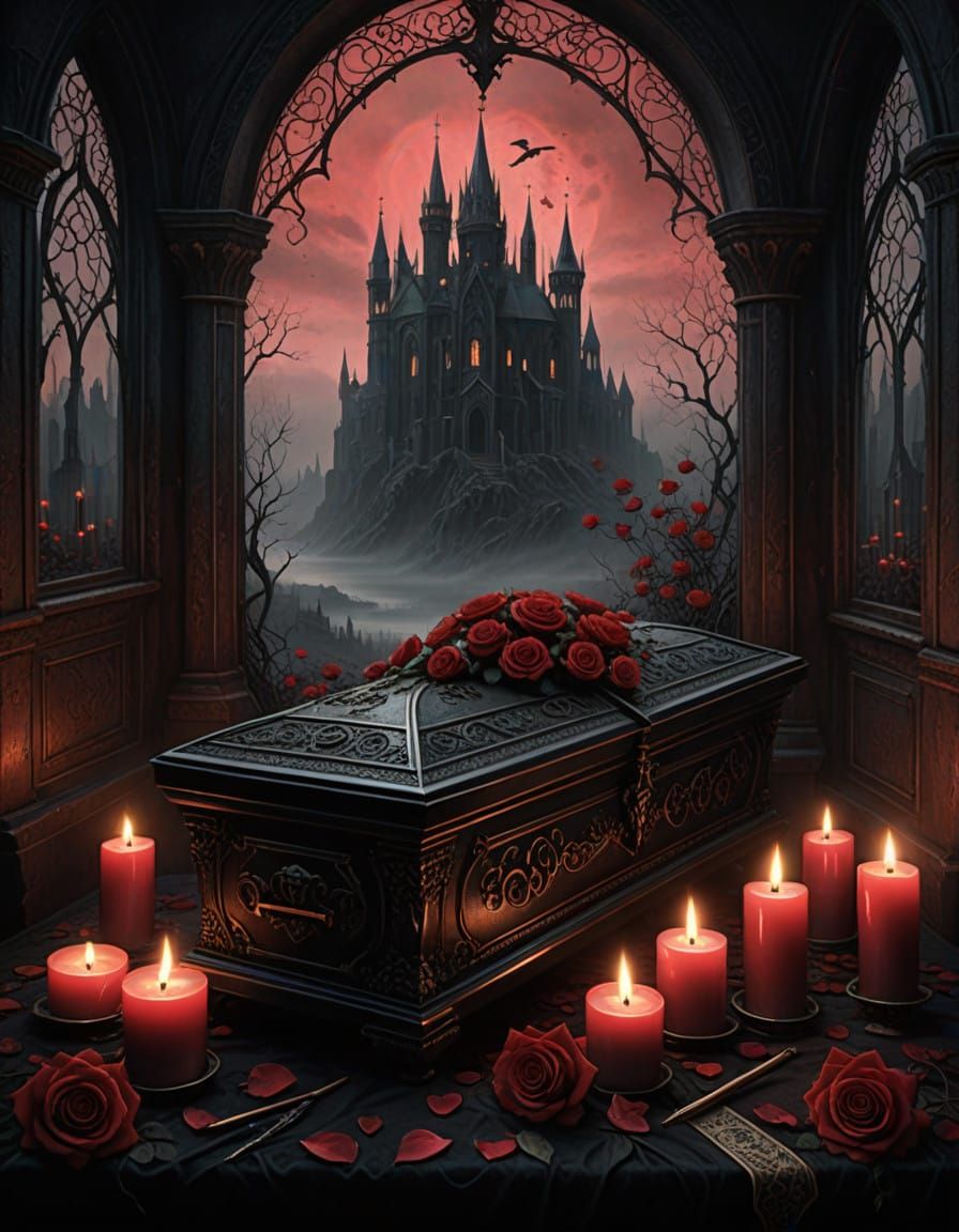 Gothic Romance Valentine's Altar in Muted Colors