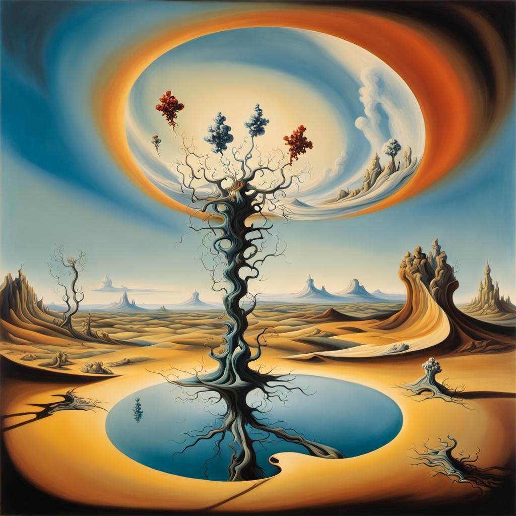 Surreal Landscape with Elastic Flora in Dali Style