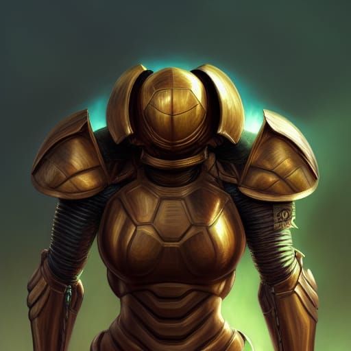 Armored Turtle Knight Portrait in Hyperrealism Style