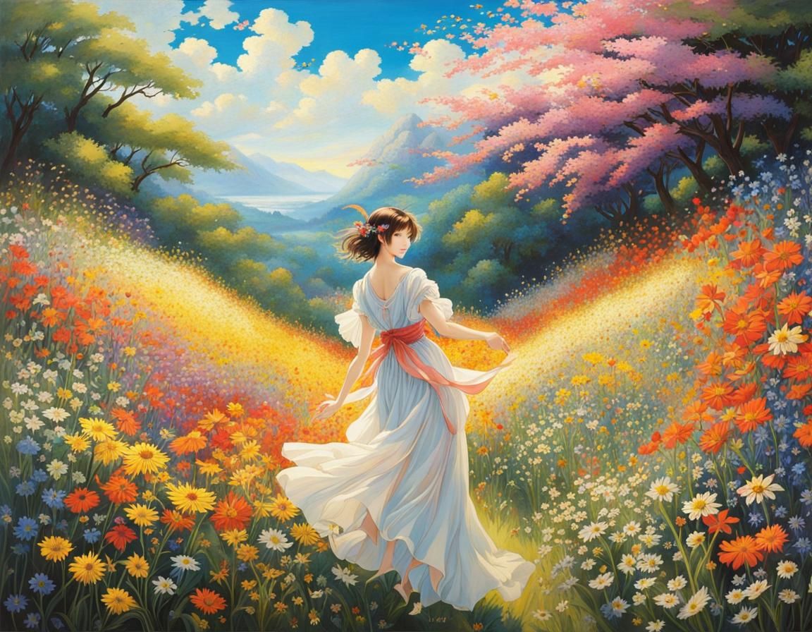 Fairy Dancer in Vibrant Wildflowers