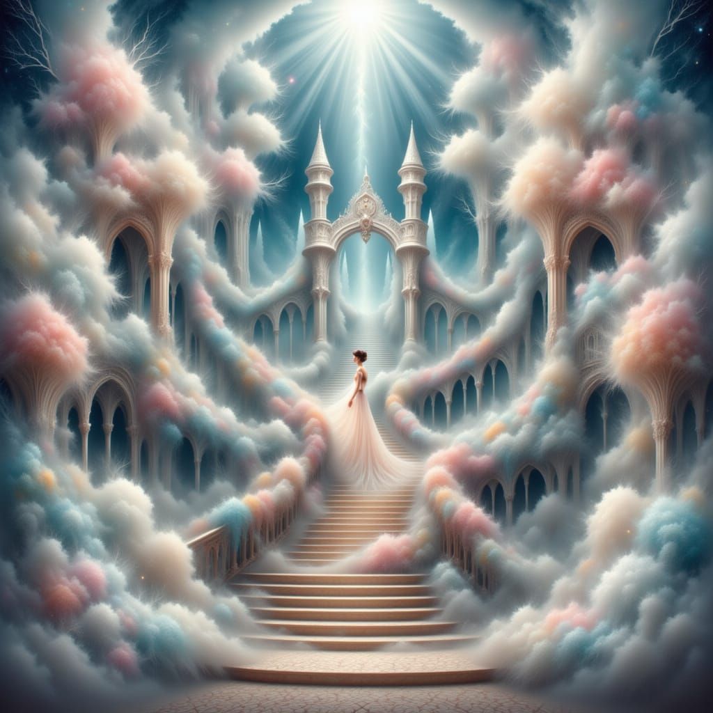 Dreamy Princess in Cloud Castle, Animated Style