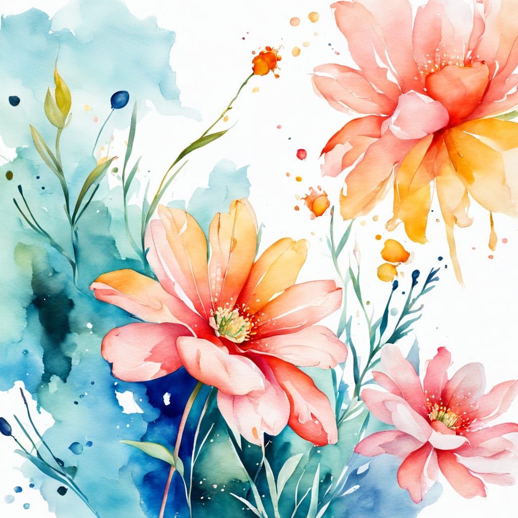 Whimsical Watercolor Florals in Full Bloom