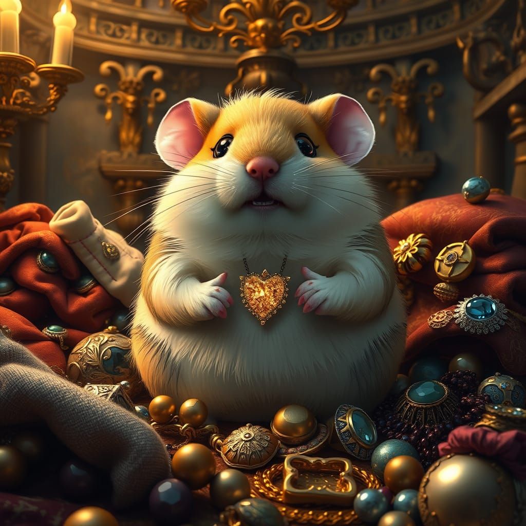 Luxurious Hamster in Opulent Baroque Chamber
