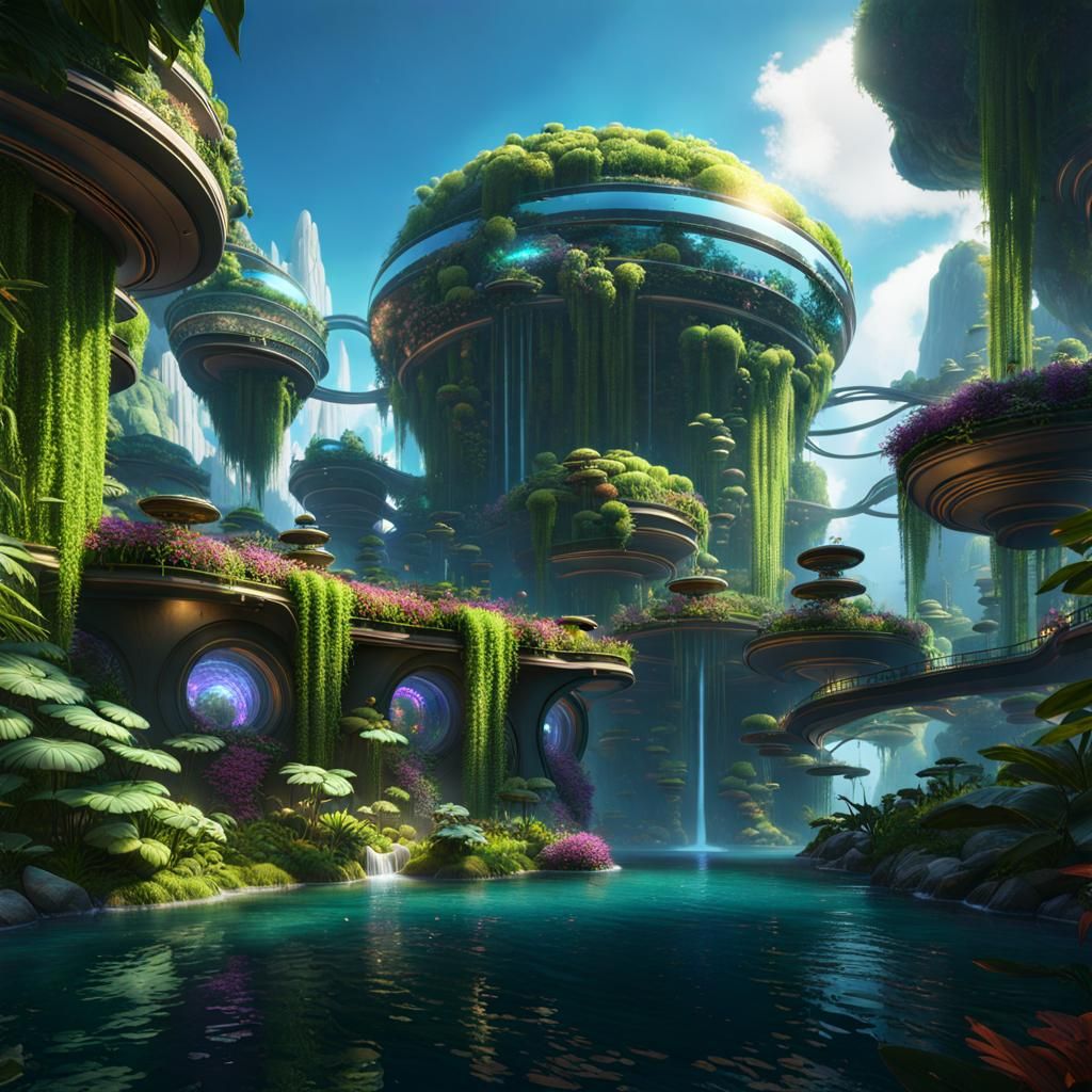 Lush Utopian City Floating in the Sky