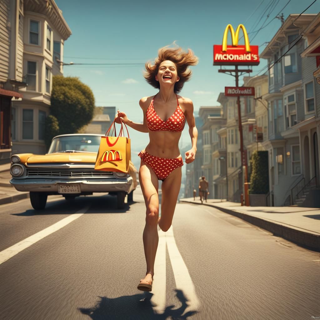 Girl in Bikini Runs Up San Francisco Hill