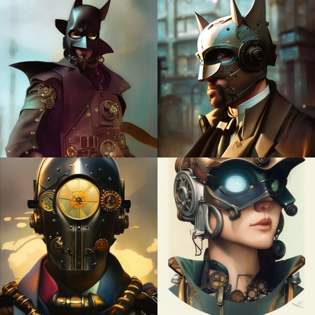 Steampunk Batman Portrait in Digital Painting Style