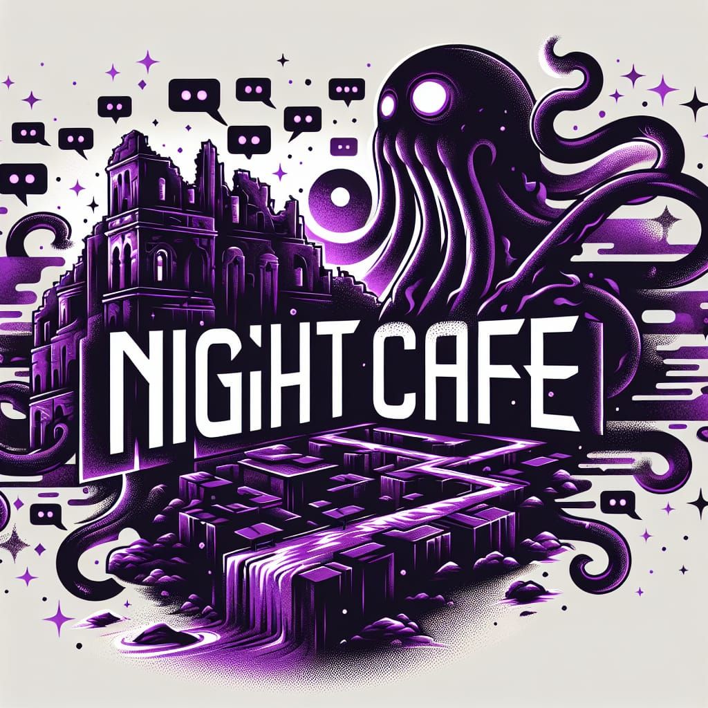 Edgy NIGHTCAFE Logo with Mythical Sea Creature