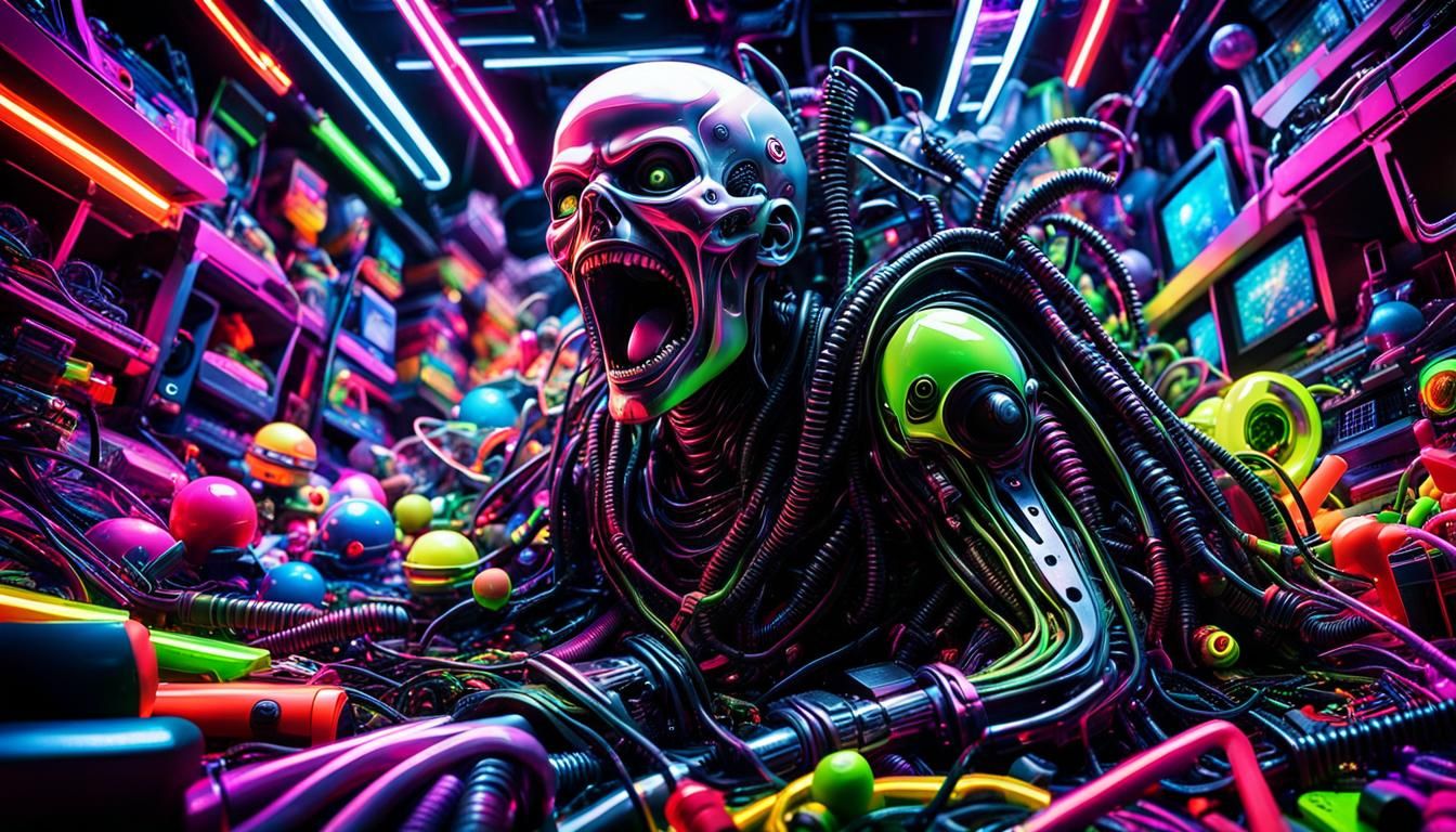 Claustrophobic Toy Room: Surreal Digital Art