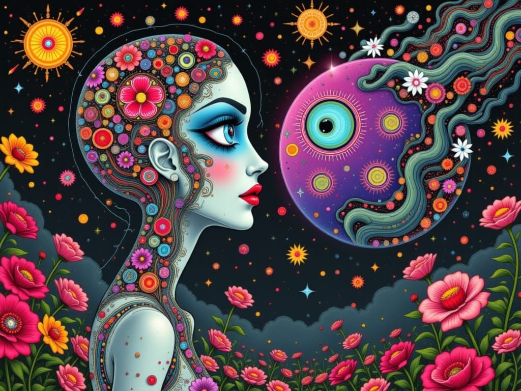 Dreamlike Futuristic Cityscape in Neon Noir Style