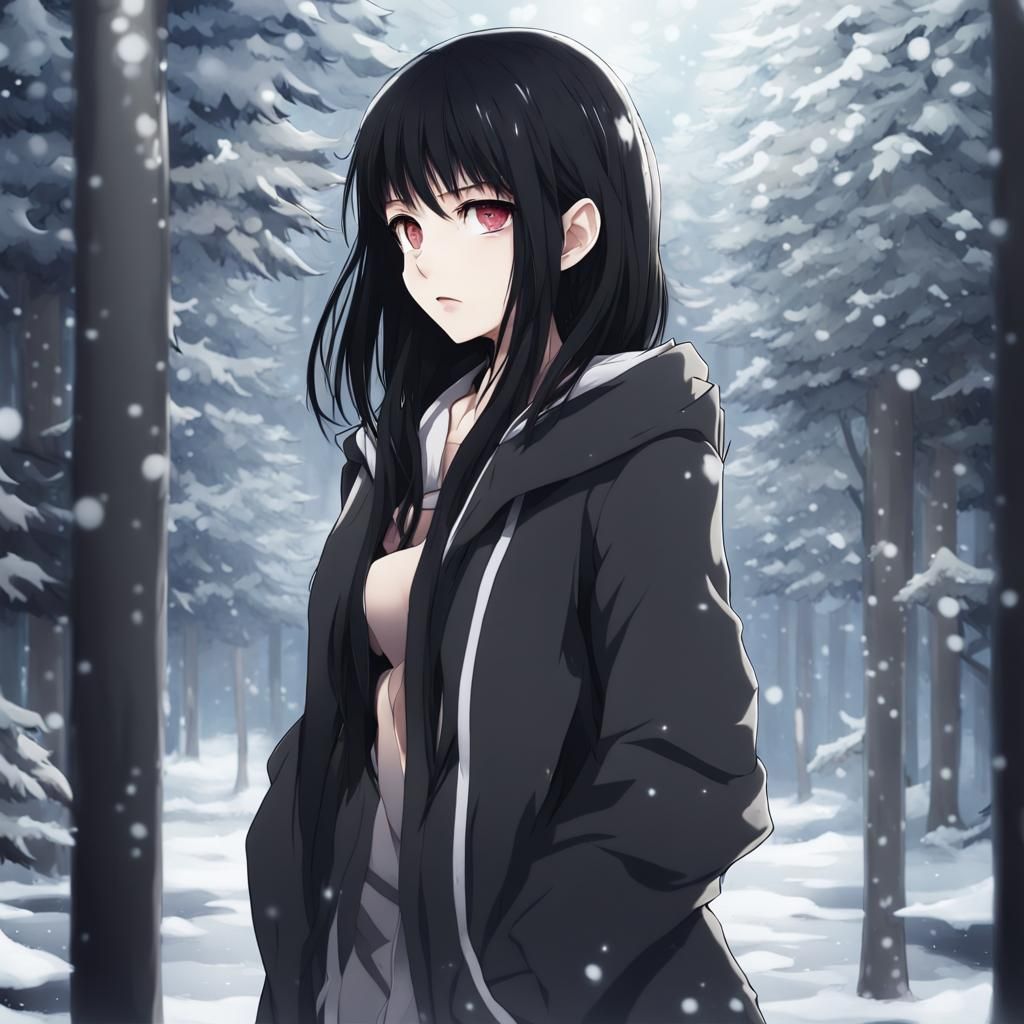 Anime Girl with Cold Stare in Manga Style