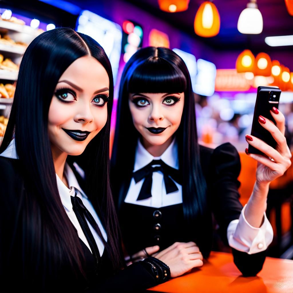 Wednesday Addams and Elvira Selfie