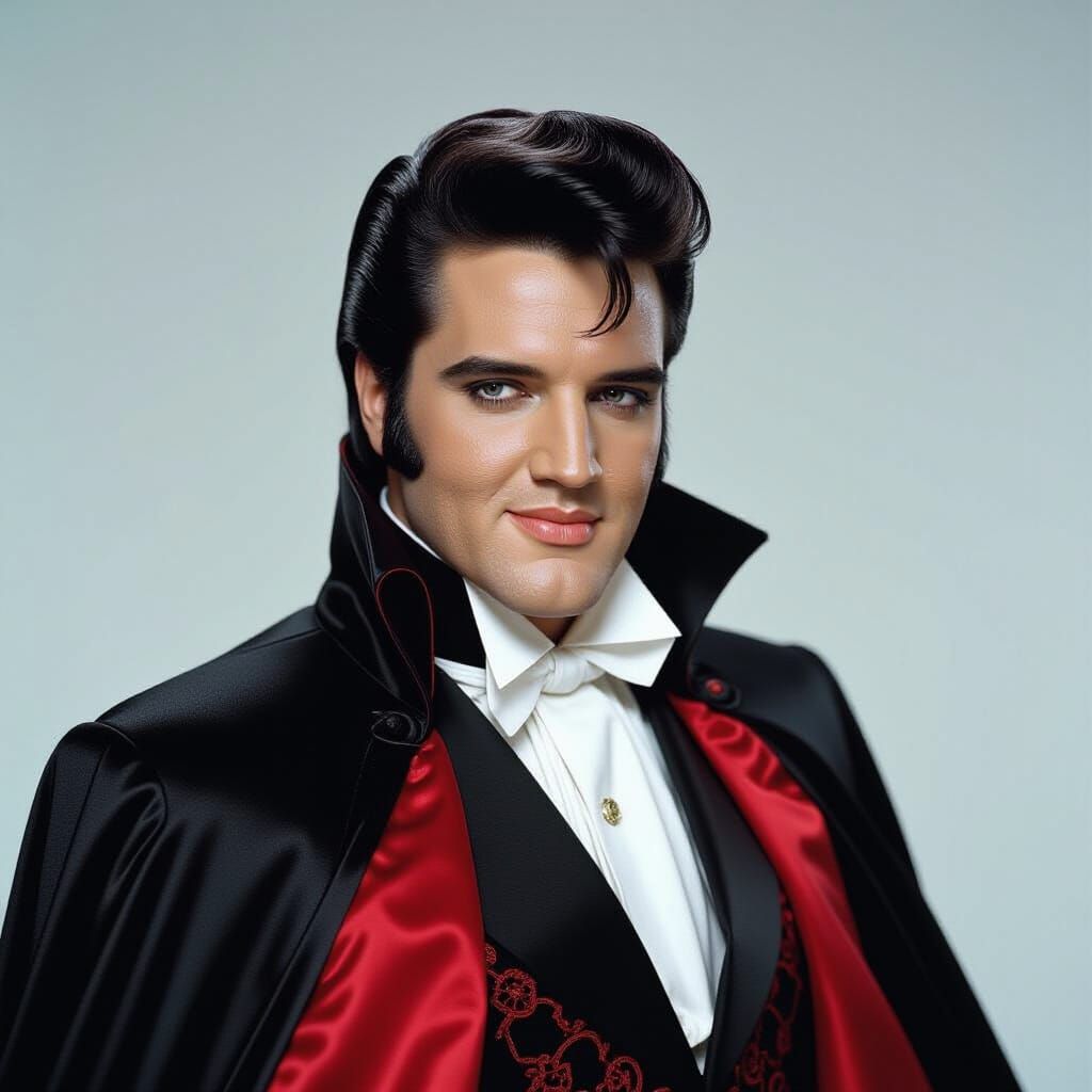 Elvis Presley as Dracula in Gothic Horror Style