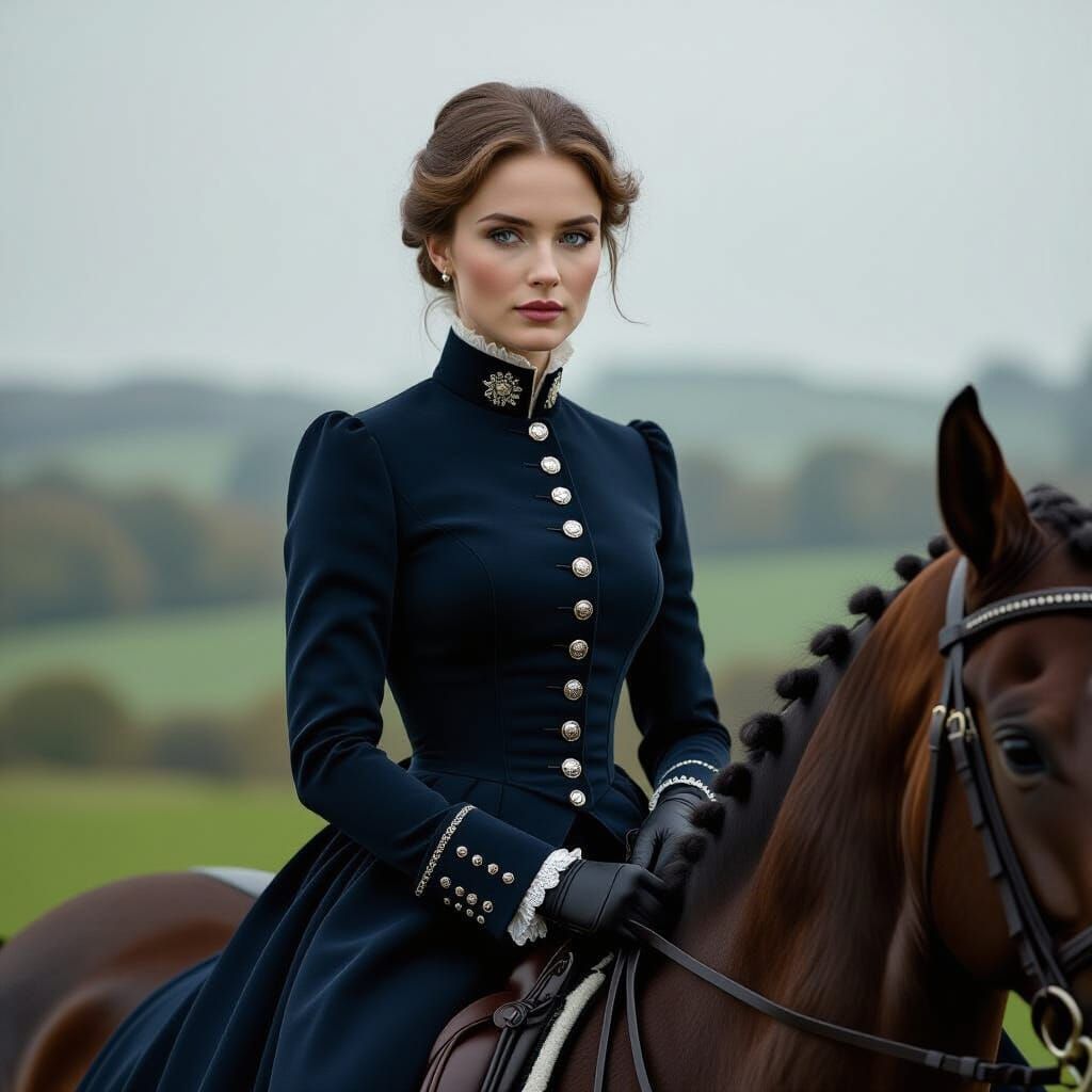 Victorian Lady on Horseback in Hunting Attire