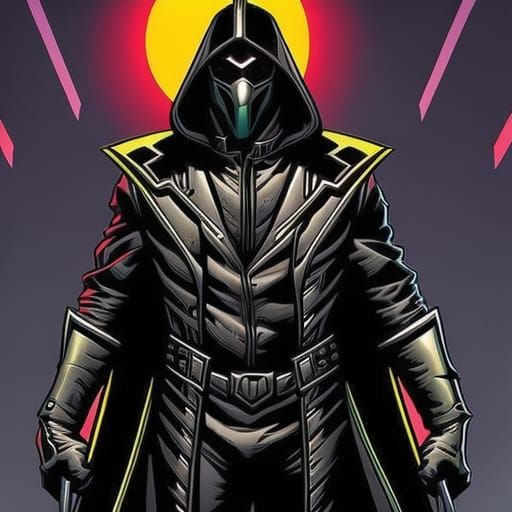 Iron Masked Man in Comic Book Style