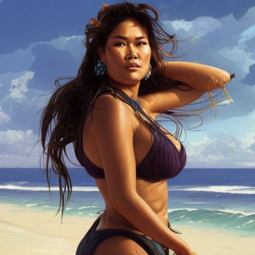 Tia Carrere Portrait in Hyperdetailed Digital Art