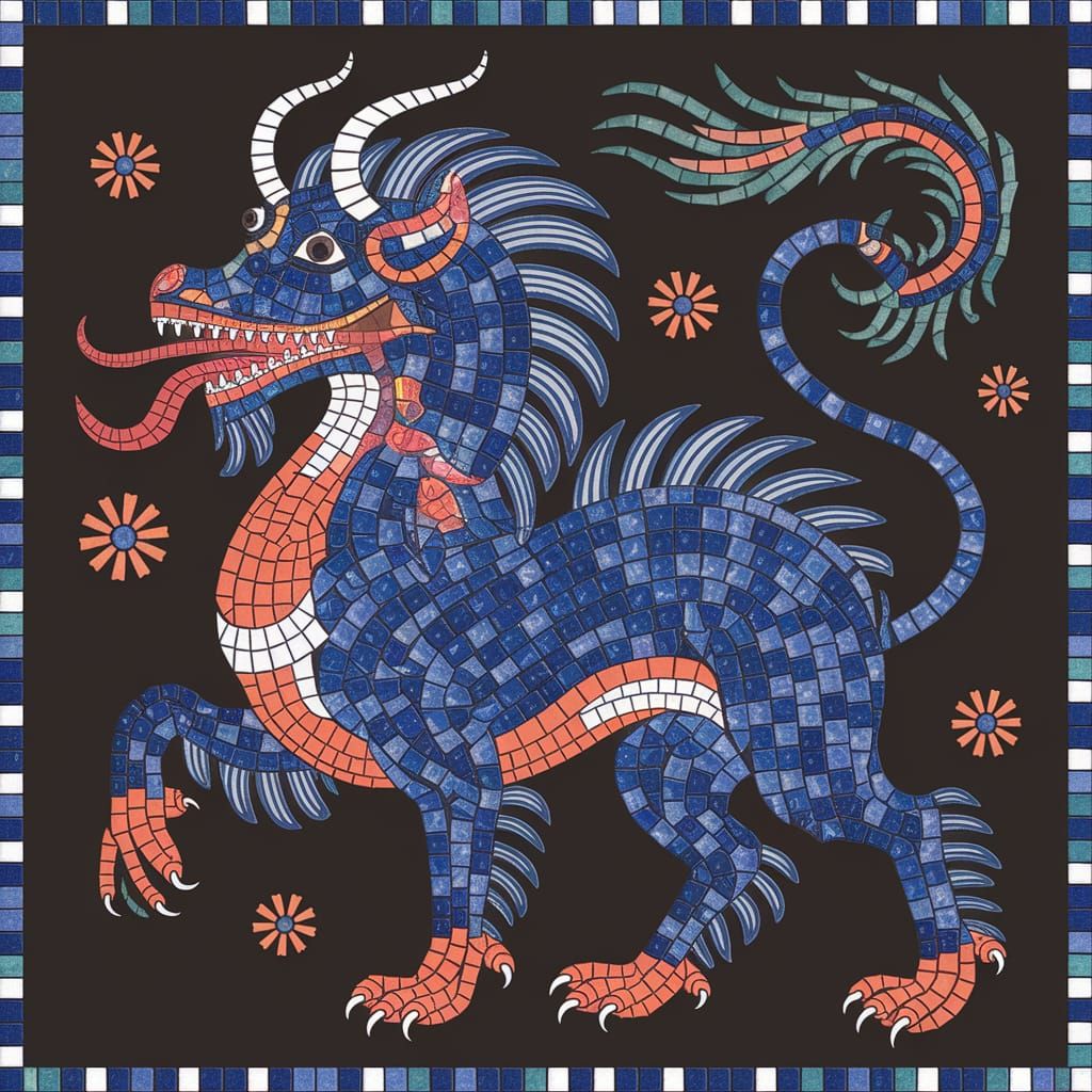 Mosaic Beast in Traditional Japanese Art