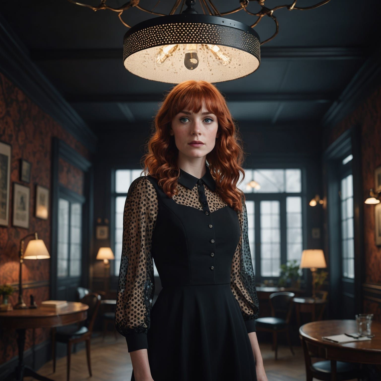 Woman Changing Lightbulb, Detailed Fantasy Art