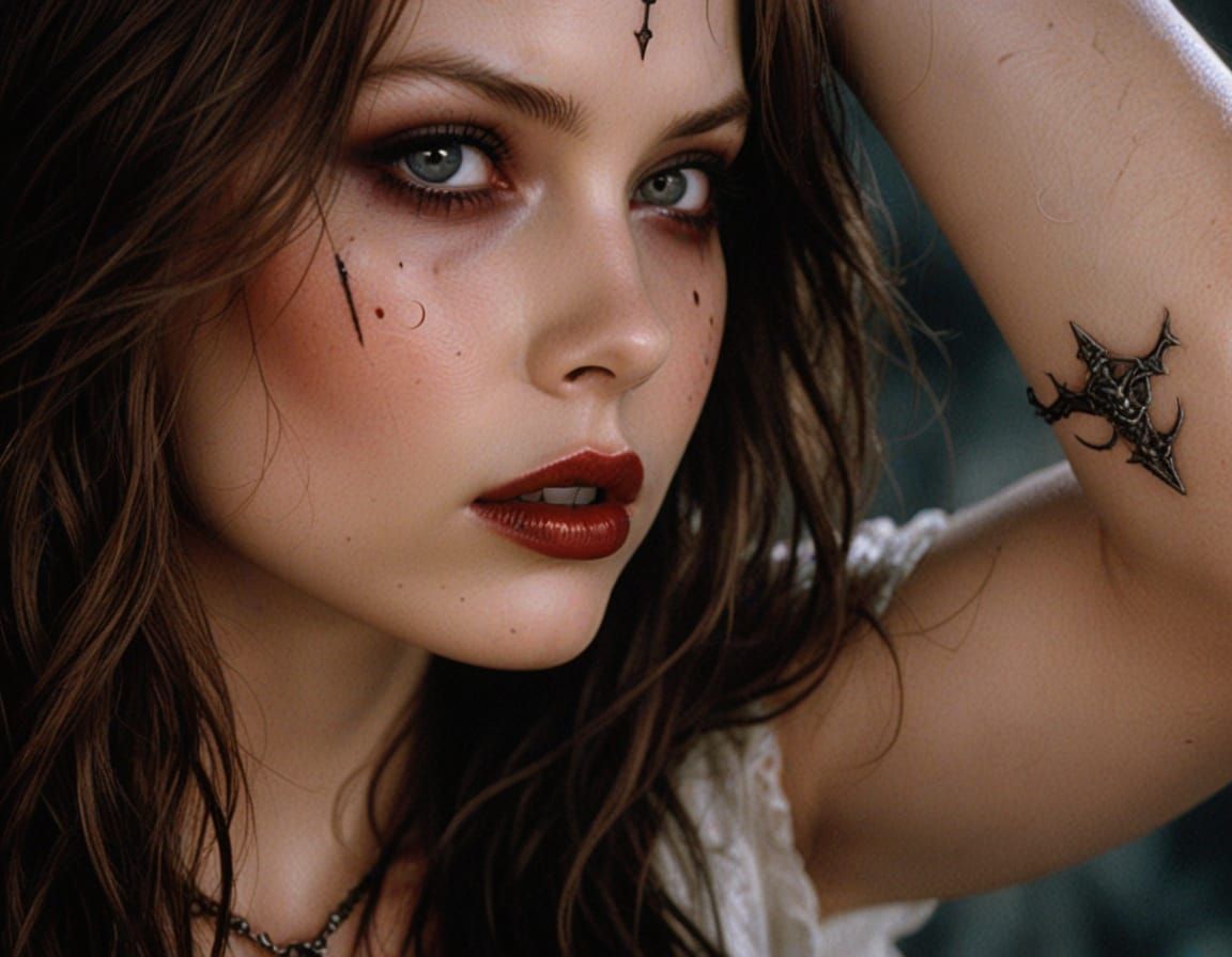 Actress as Satana Hellstrom in Dark Fantasy Style