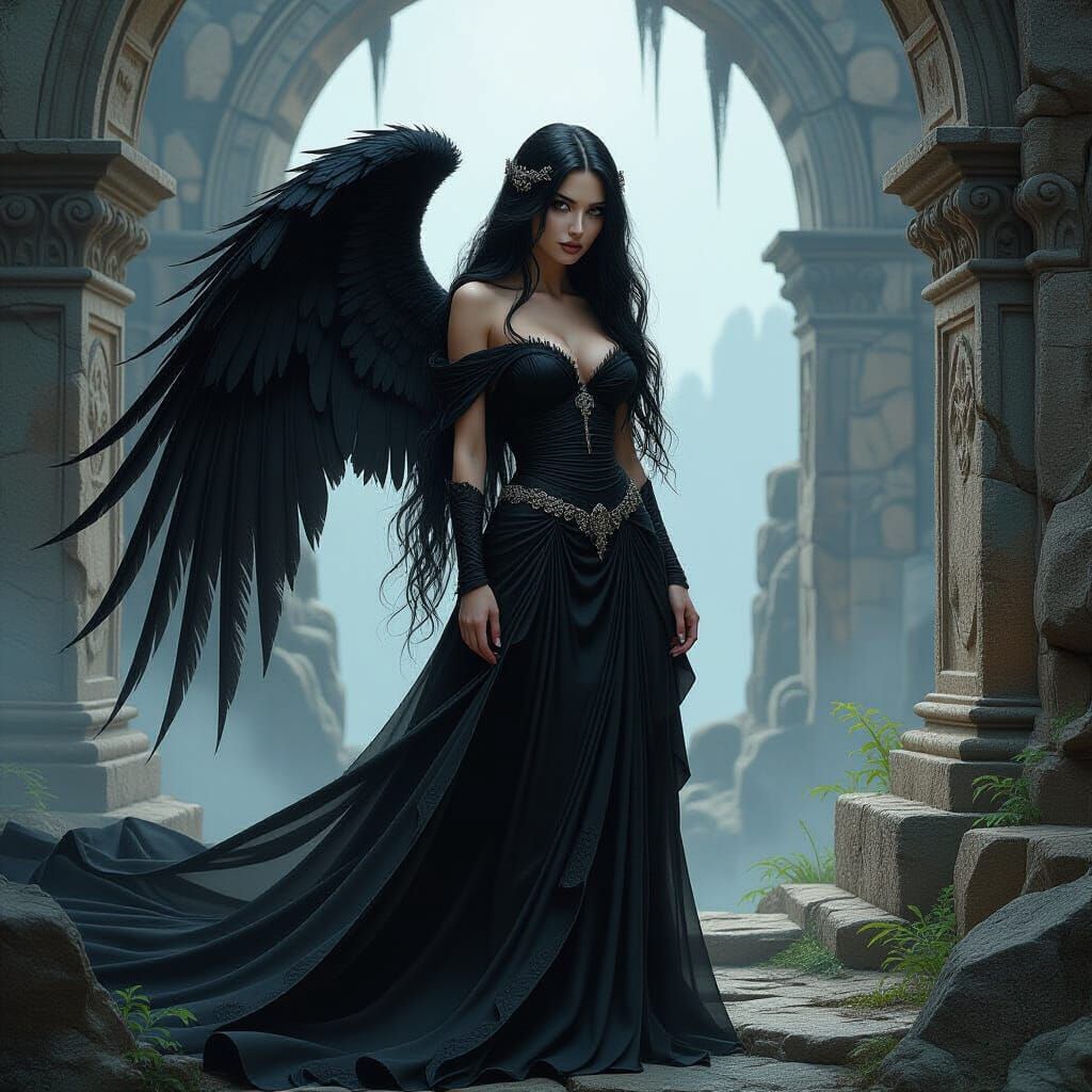 Gothic Angel Seeks Soulmate in Ancient Ruins