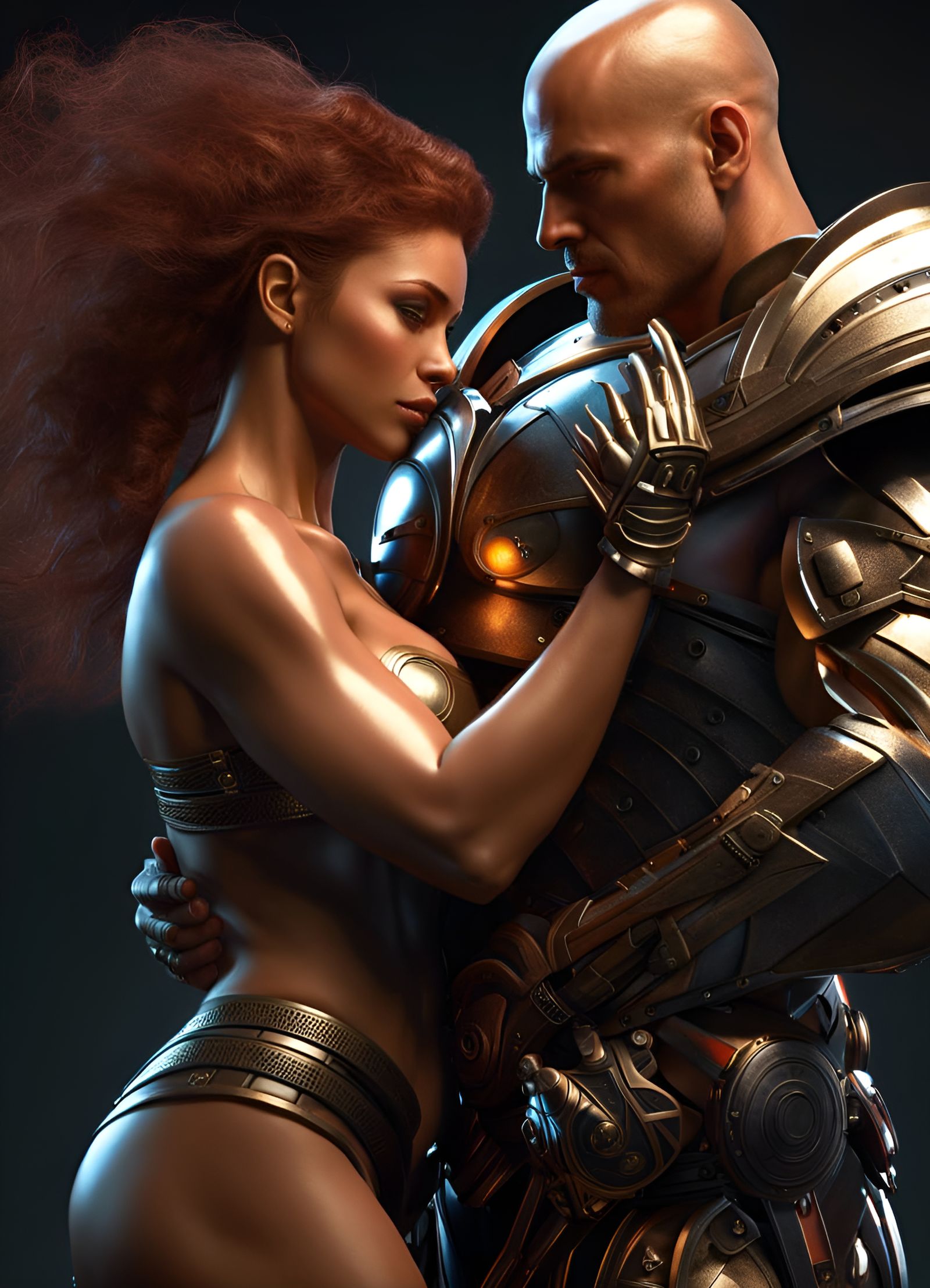 Dramatic Embrace of Warrior and Athlete: 8K Render