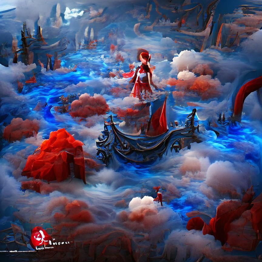 Dreamlike Figure in Fantasy Landscape Painting