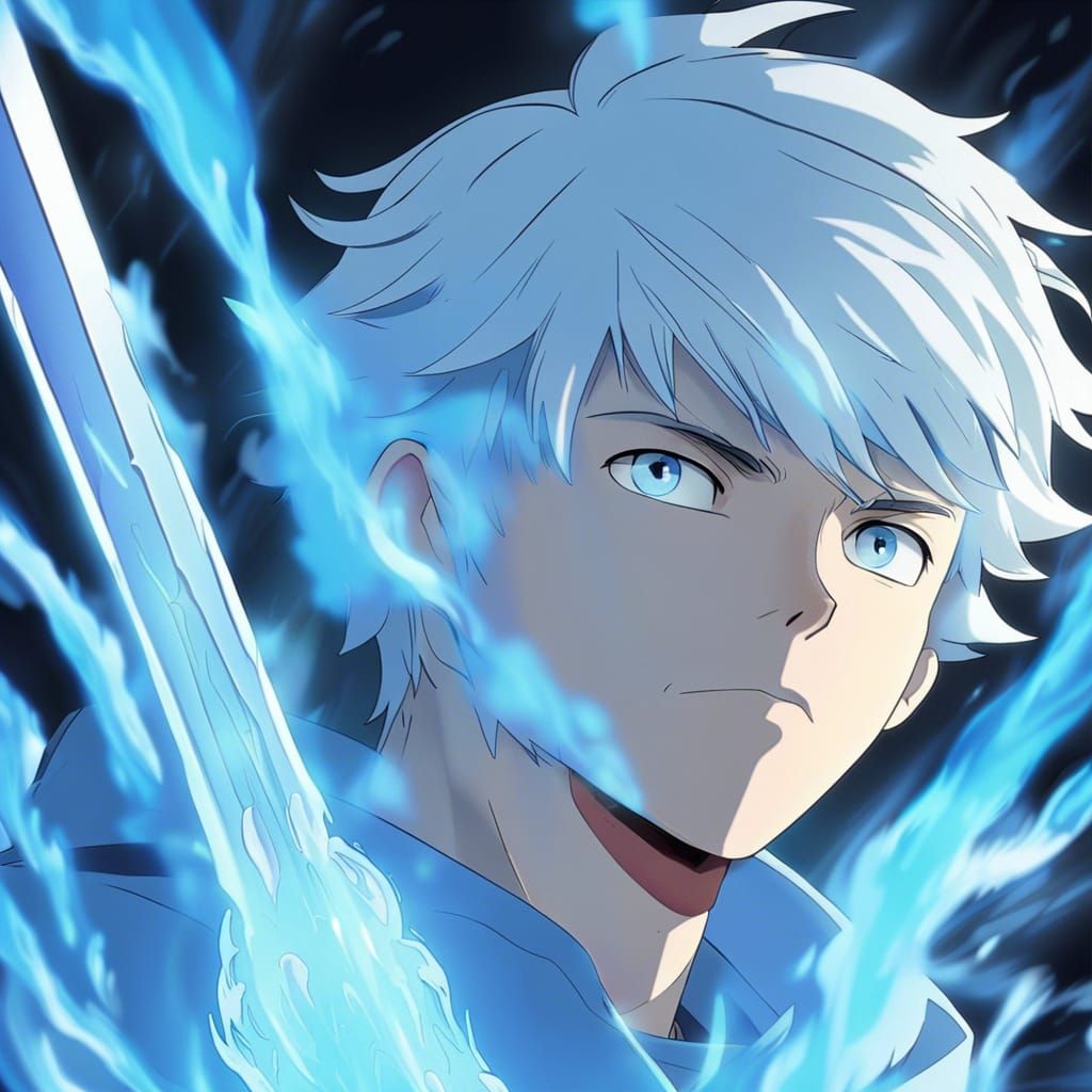 White-Haired Youth with Ice Sword, Anime Style