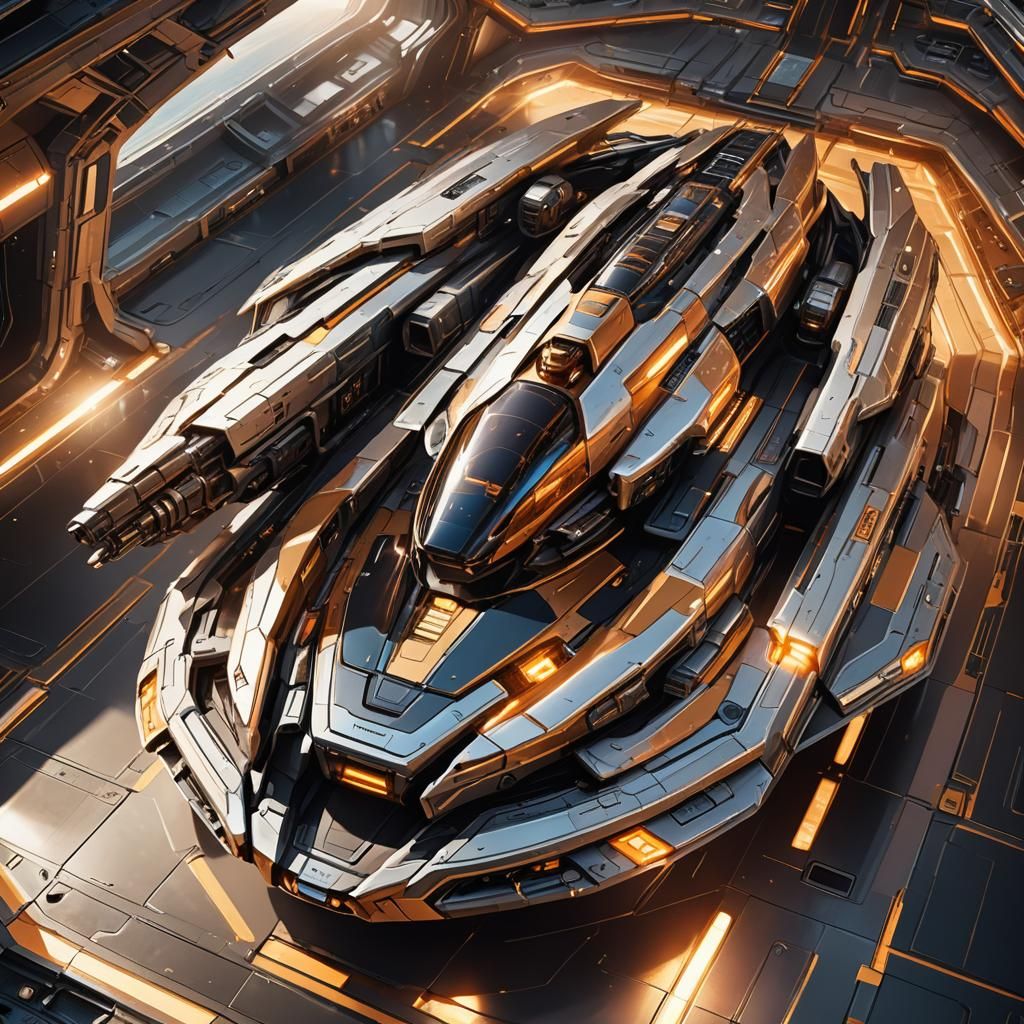 Sleek Spacecraft Concept Art in Martin Schoeller Style