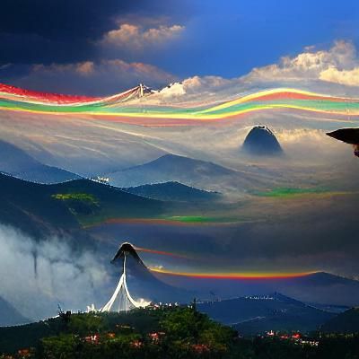Rainbow Over Mountain Skyline