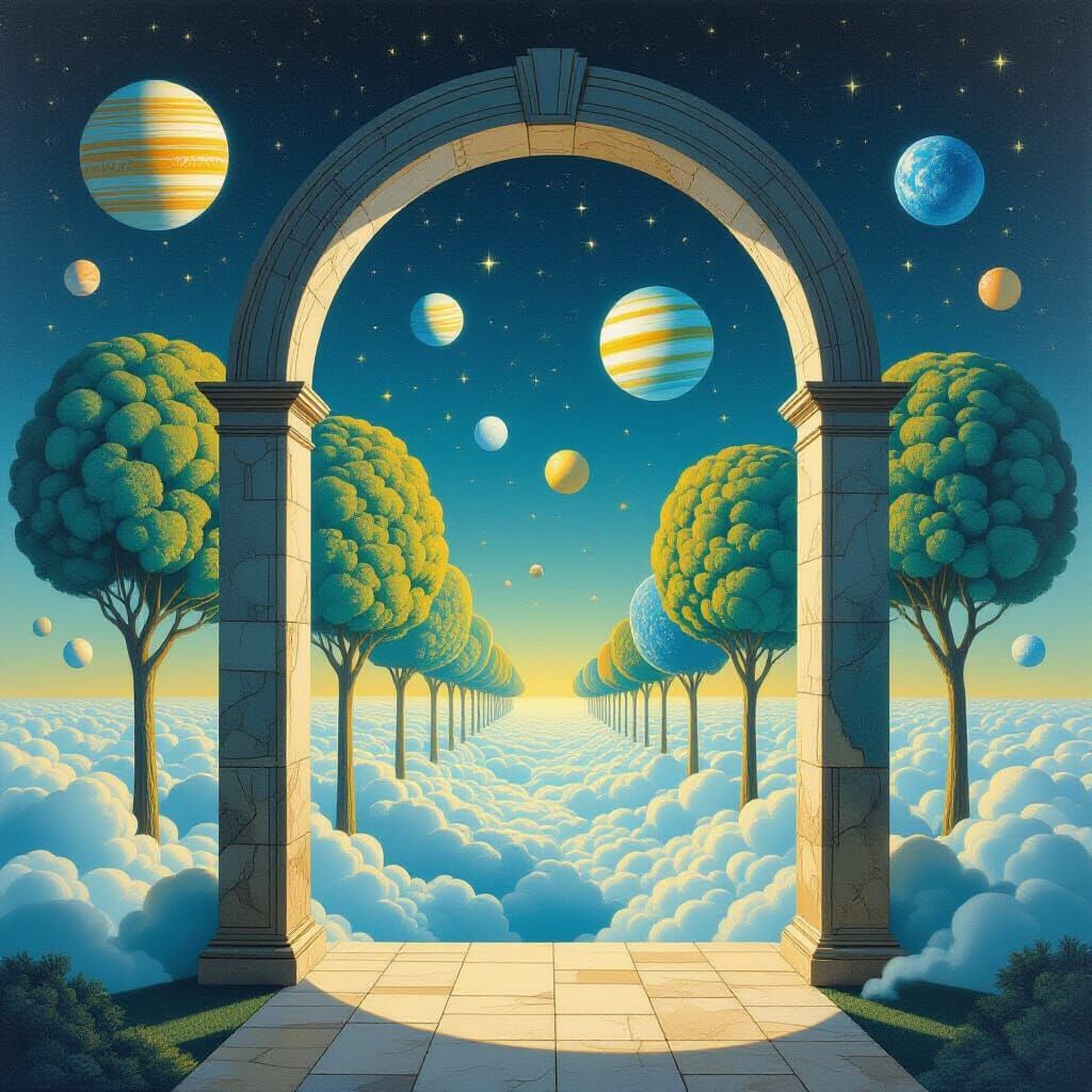 Surreal Cosmic Dreamscape Archway to Infinity