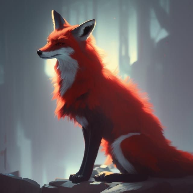 Fox with Coral Fur: Hyperdetailed Concept Art