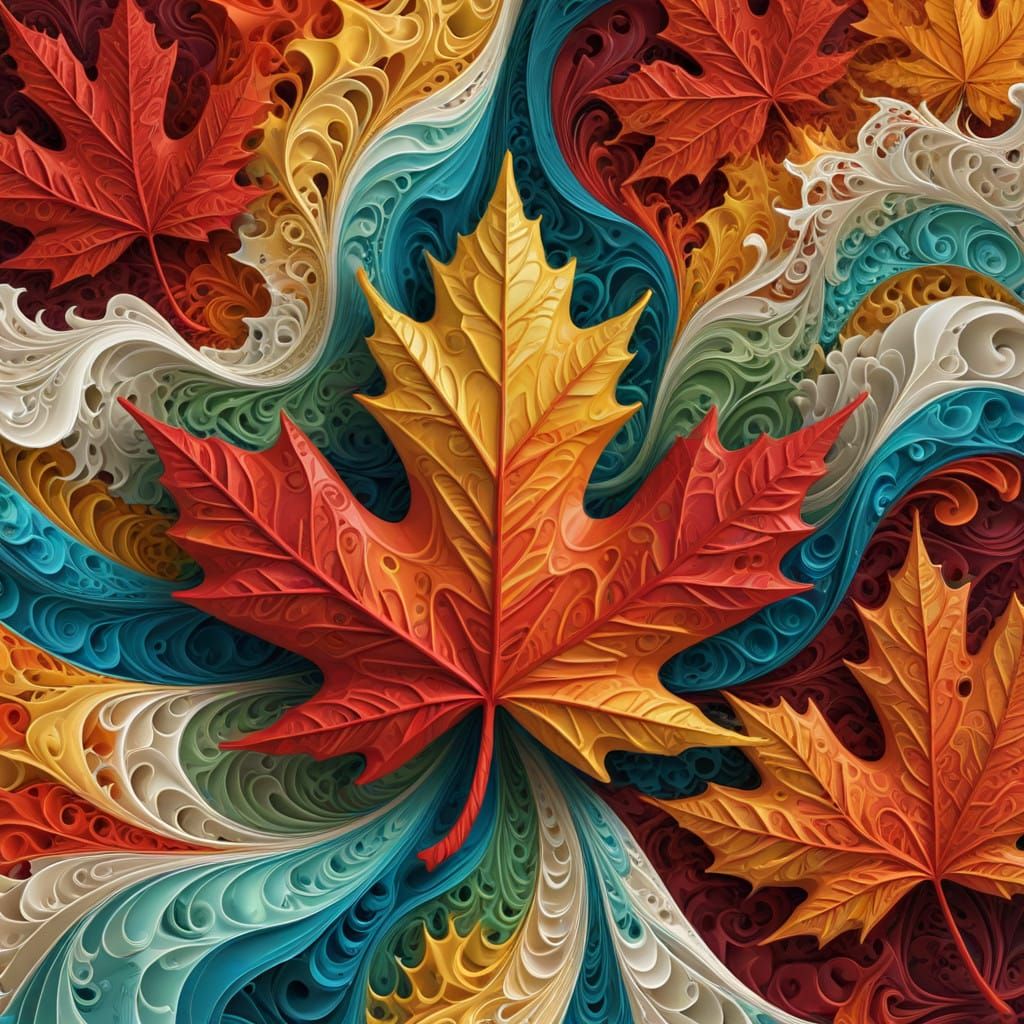 Maple Leaf Elegance in Abstract Vector Style