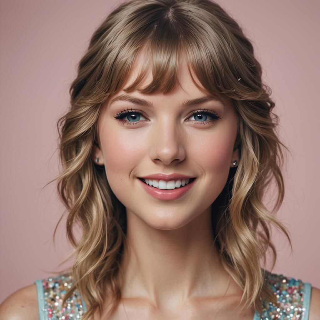 Studio Portrait of a Smiling Woman in Soft Pastel Colors
