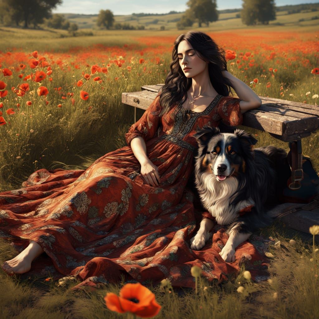 Ethereal Bohemian Goddess in Sunset Glow