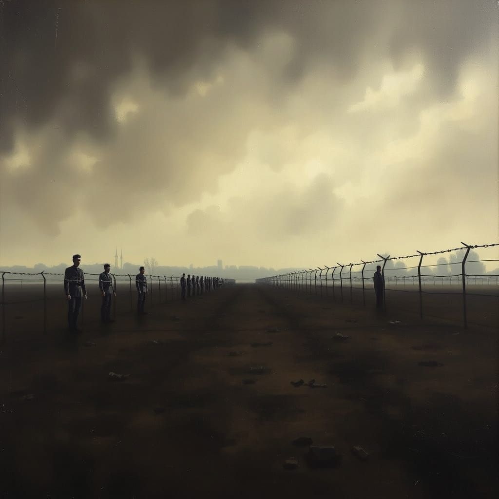 Buchenwald Concentration Camp Oil Painting