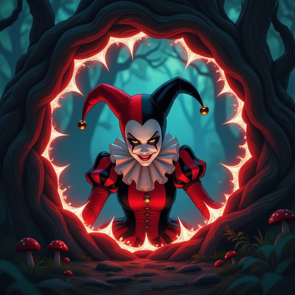 Crimson Imp Peeks Through Arcane Portal