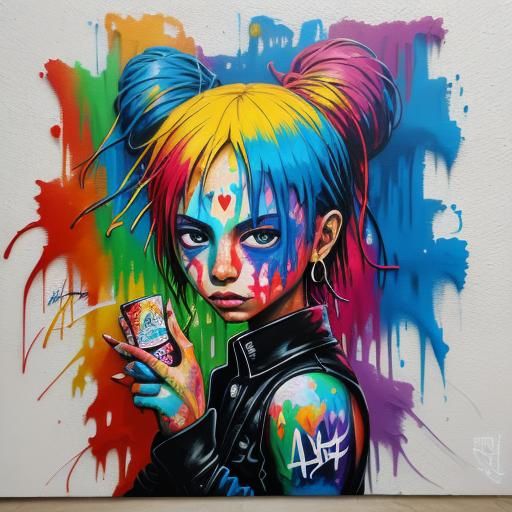 Love Graffiti Art in Polychromatic Splash Style