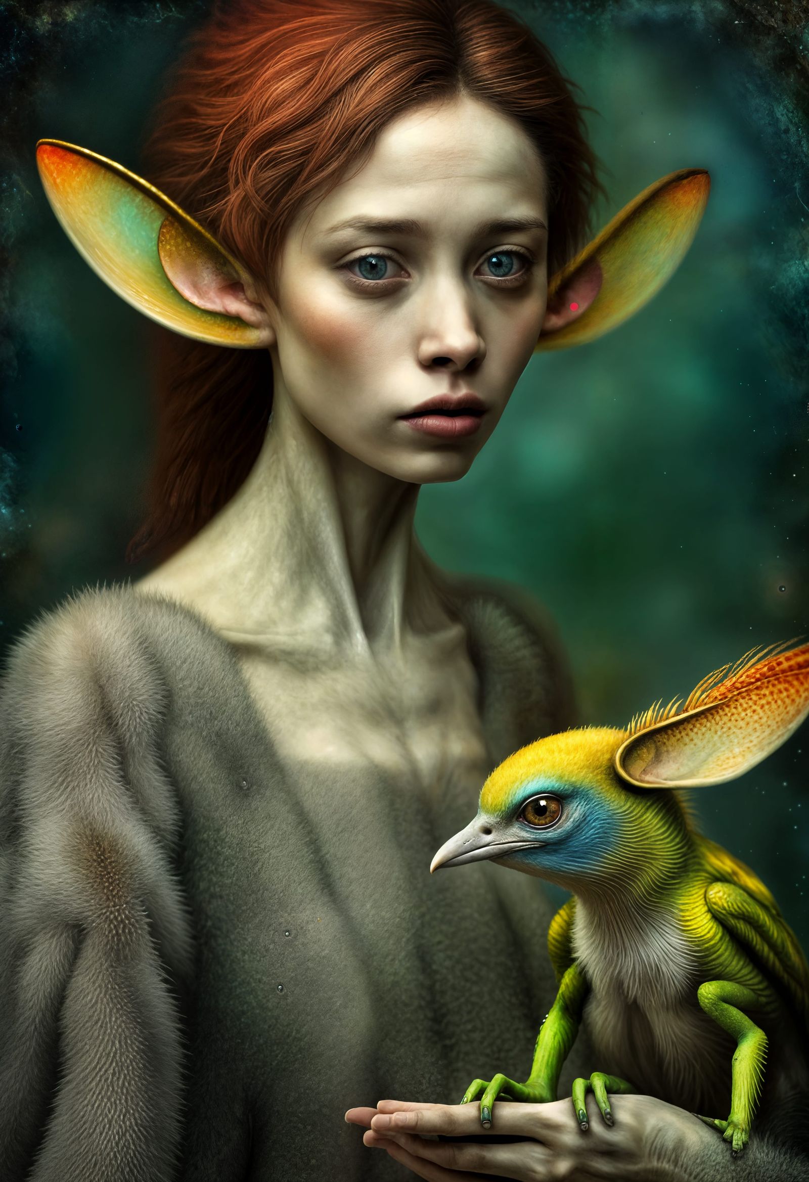 Exotic Aliens with Pets in Surreal Photorealistic Style