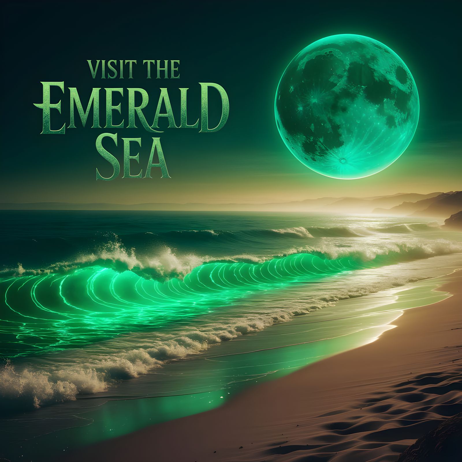 Emerald Sea Invitation on Alien Landscape